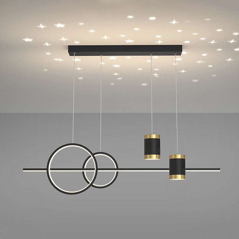 Modern Style Geometric Hanging Pendant Lights Metal 5 Light Pendant Light Fixtures
