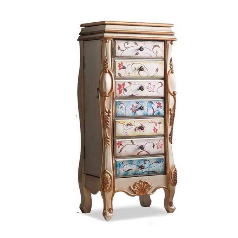 Contemporary Glam Storage Dresser Rubber Wood Storage Chest Dresser for Bedroom