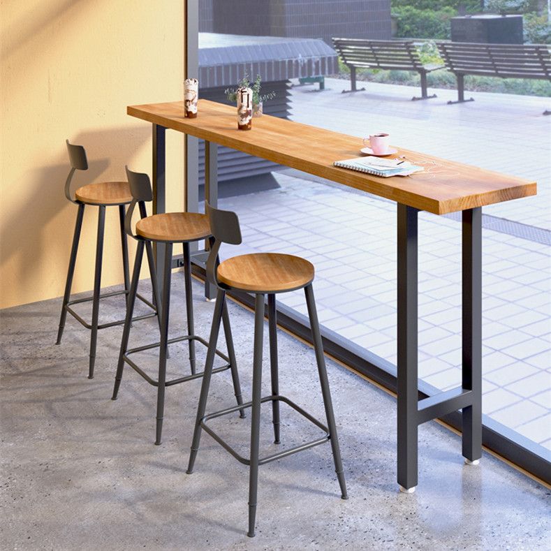 Rectangle Wood Top Counter Table Industrial Bar Table for Dining Room
