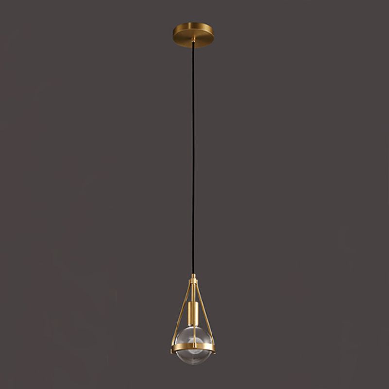 Lampe suspendue en bronze en cristal moderne Copper globe suspendu pour les espaces intérieurs