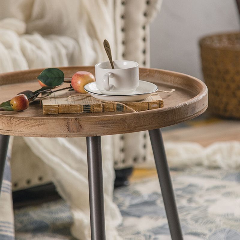 20-inch Tall Solid Wood Side Table Rustic Tray Top 3 Legs End Table