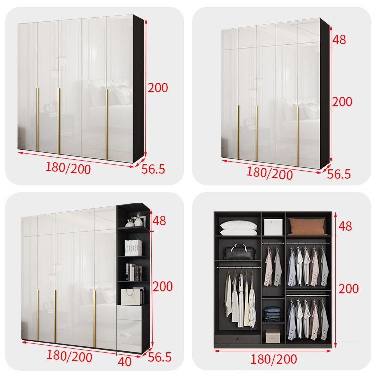 Engineered Wood Wardrobe Cabinet Hinged Modern Wardrobe Armoire