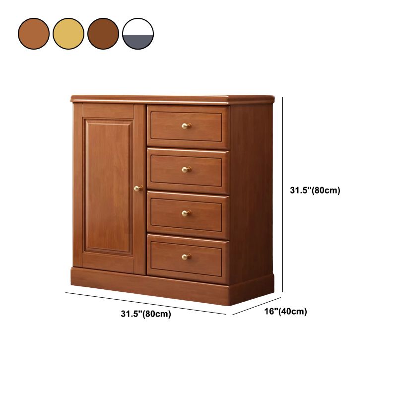 Rubberwood Accent Chest with1 - Door and Drawer, Bar Pulls Chest