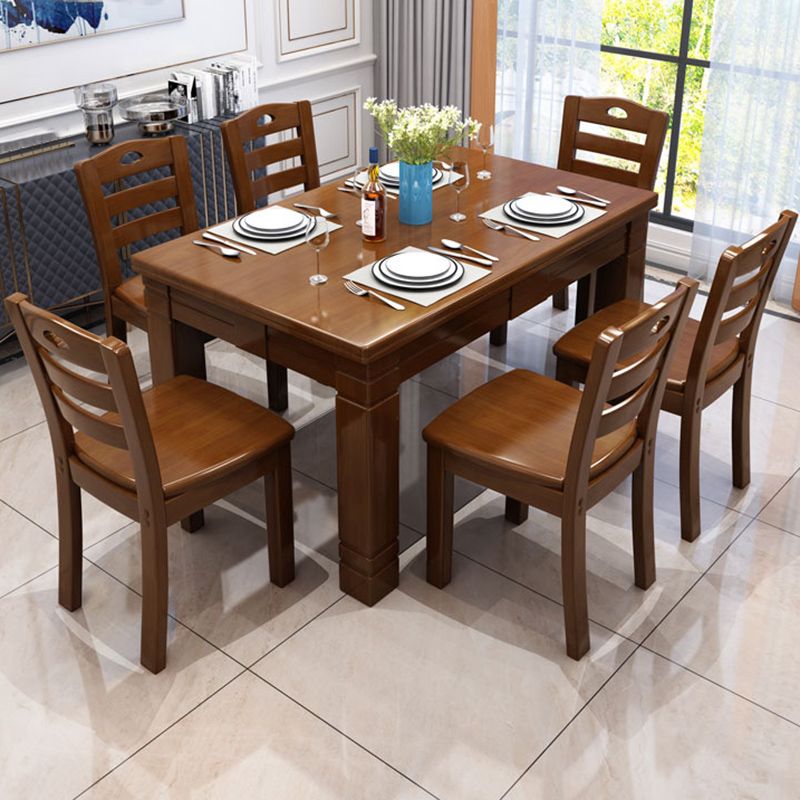Dining Room Dinner Kitchen Table Rubberwood Rectangle Dining Table