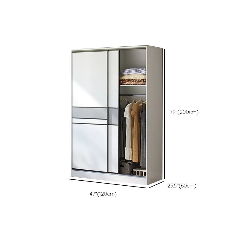 Sliding Wardrobe Armoire with Shelves Engineered Wood Wardrobe Cabinet