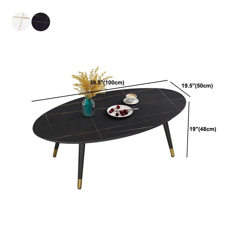 18.8" Tall Modern Ironcraft 4 Legs Black/white Slate Top Coffee Table