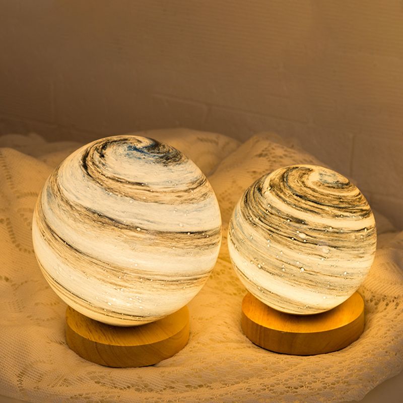 1-Light Table Lamp Modern Style LED Desk Lamp with Glass Shade for Bedroom