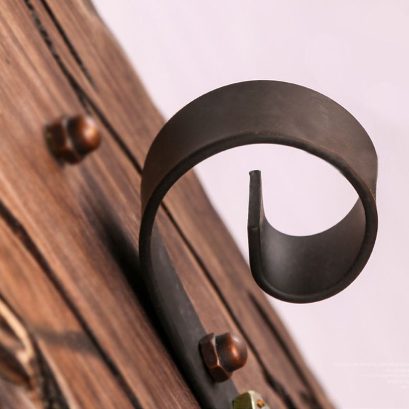 One Bulb Wall Light with Cylindrical Shade Clear Glass Industrial Living Room Sconce with Leaf Branch in Black