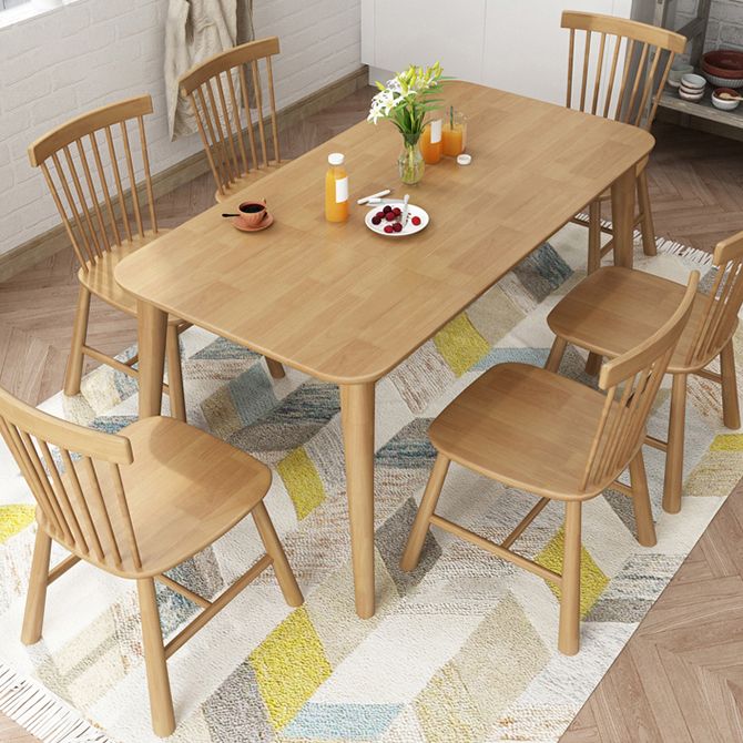 Glam Solid Wood Kitchen Dining Table Rectangle Shape Standard Dining Table with 4 Legs Base
