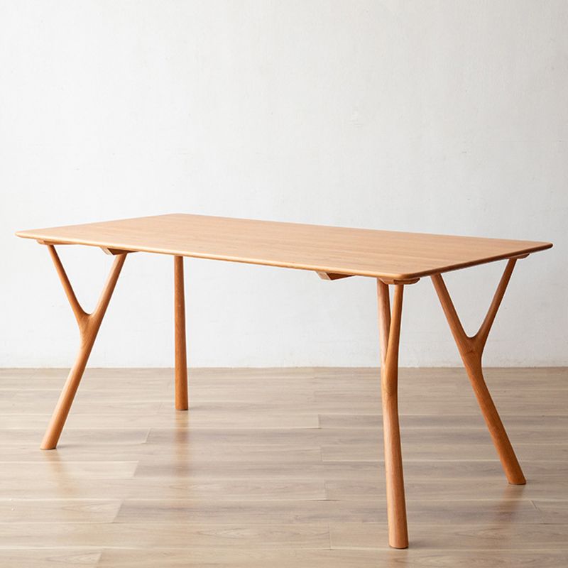 Mesa de comedor rectangular contemporánea, mesa de madera maciza con 4 patas para la cena de la cocina casera