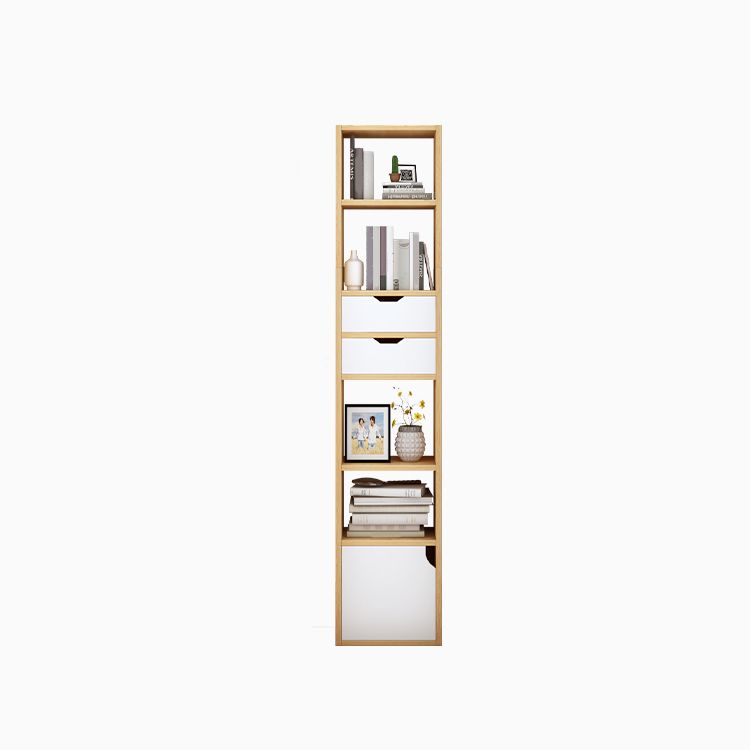 Contemporary Wood Bookcase, Geometric Bookshelf for Living Room