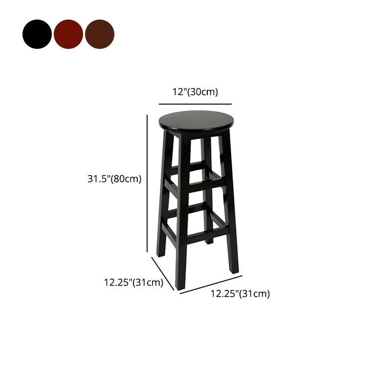 Modern Armless Backless Counter Stool Wood Cafe Bar Stool with Pedal and Wooden Seat