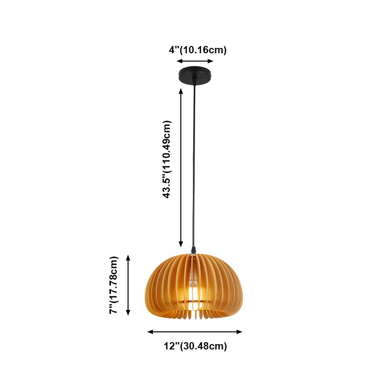 Éclairage suspendu à la nuance de citrouille en bois massif de style moderne 1 pendentif léger pour séjour à domicile