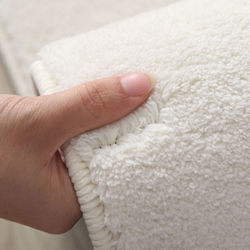 White Modern Rug Polyester Check Pattern Rug Washable Rug for Living Room