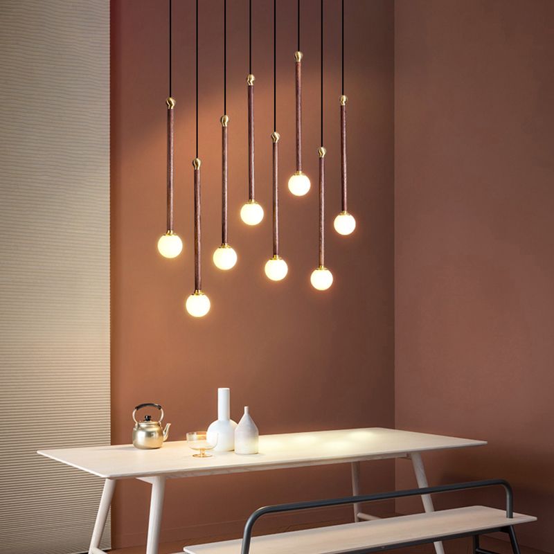 Multi -Light -kugelhaltiger Anhänger moderner Holzhängung Licht für Wohnzimmer