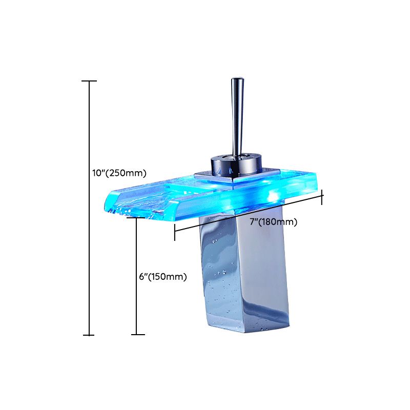 Bathroom LED Faucet Light Lever Handle Waterfall Spout Faucet
