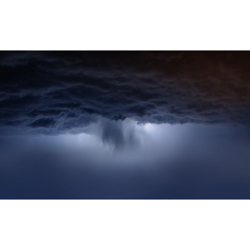 Modern Art Storm Mural Decal Non-Woven Cloth Waterproof Blue Wall Covering for Home