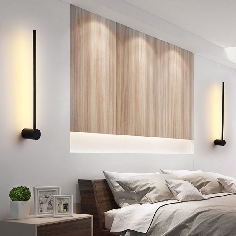 Simple Style Linear Wall Sconce Aluminum Sconce Wall Light in Black Finish