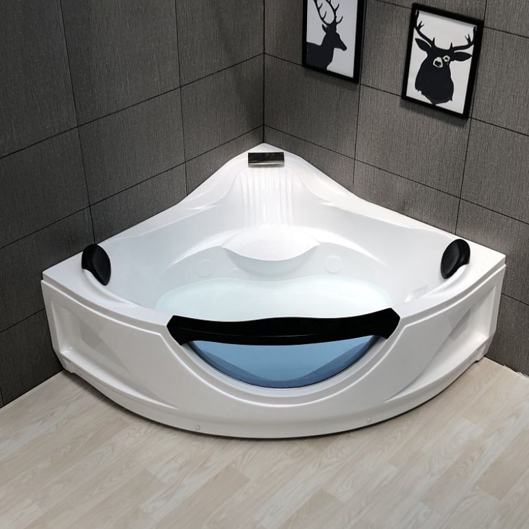 Modern Corner Bathtub Acrylic Soaking White Back to Wall Bathtub