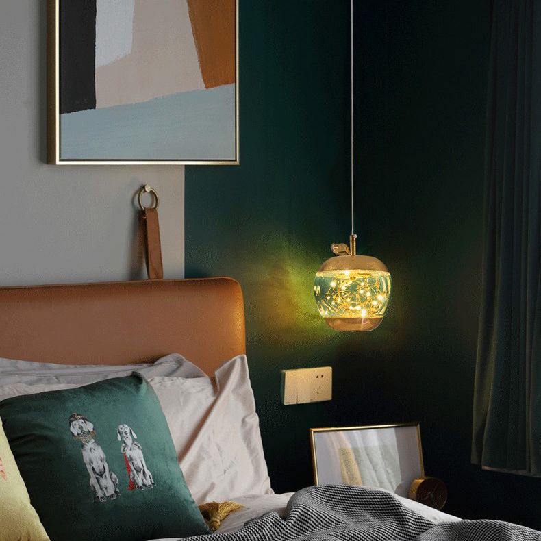 Éclairage pendentif à LED de pomme en verre contemporain 1 lampe suspendue à la tête pour salle à manger