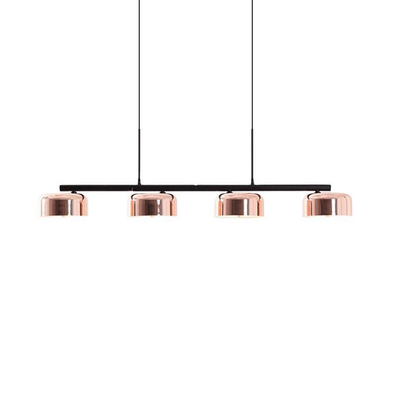 Drum Island Lamp Contemporary Metal 4 Heads Copper Hanging Ceiling Light for Dining Room