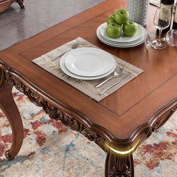 Solid Wood Mid-Century Modern Rectangle Dining Table Rubberwood Top Table for Dining Room