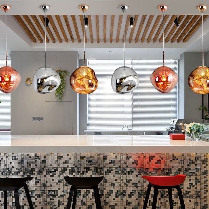 Elektroplating spiegelglas lava hangend licht 1-licht creatieve hangende hanglamp voor slaapkamer