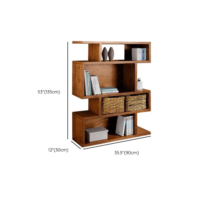 Geometric Closed Back Bookshelf Contemporary Wood Bookcase with Shelves