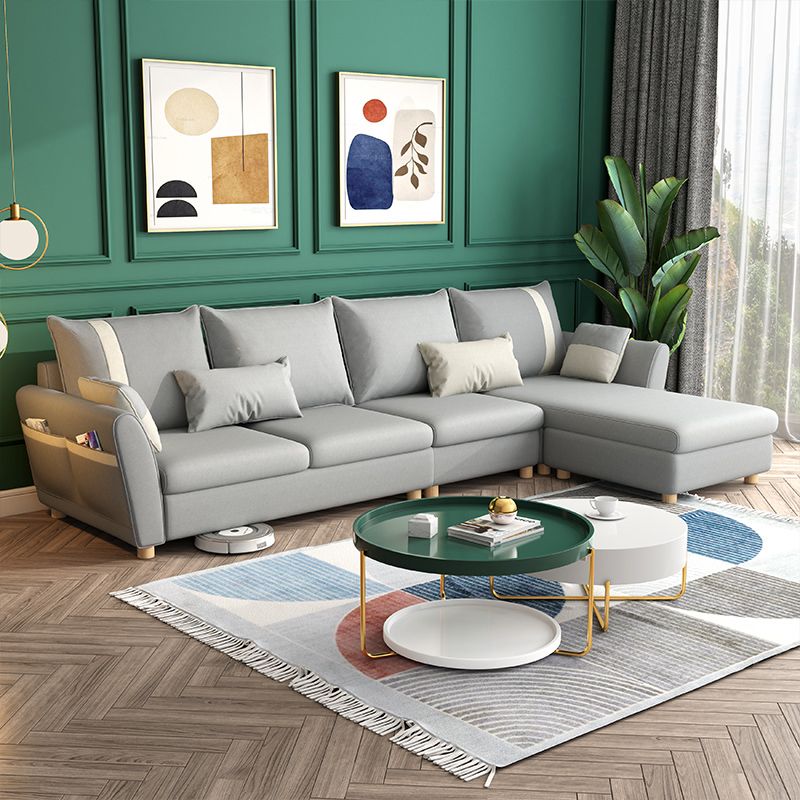 Fabric Cushion Back Sectional Sofa 29.53"High Tuxedo Arm Sofa with Storage