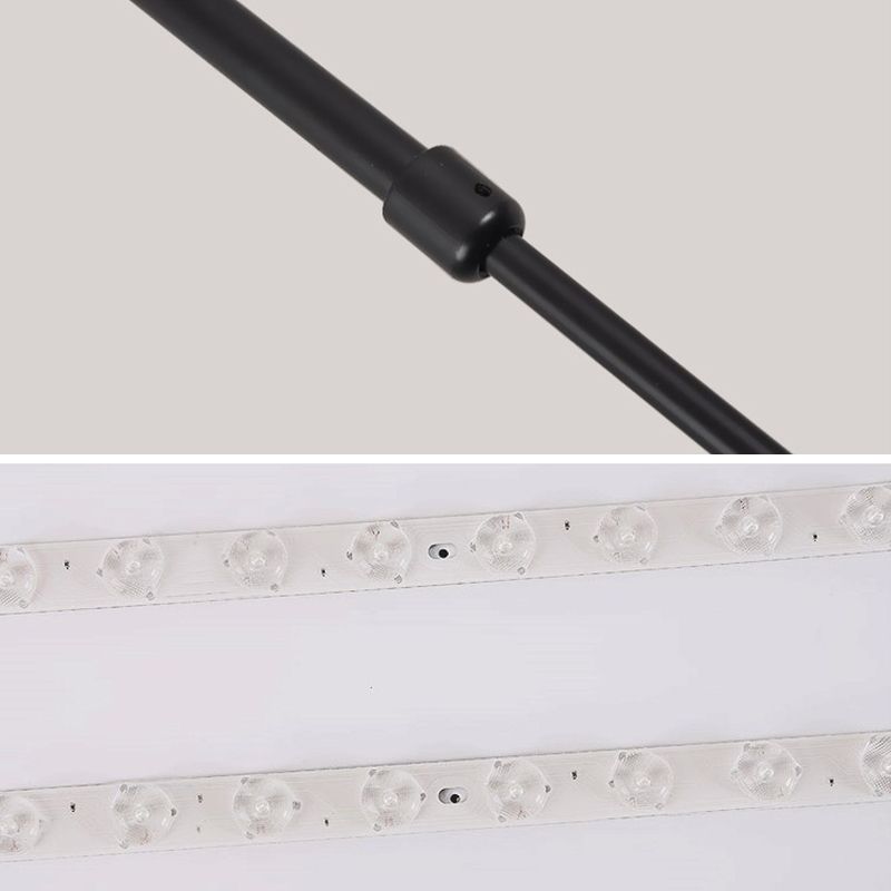 Adjustable Height Round Suspension Lamp Modern Metal Office LED Pendant Light in Black