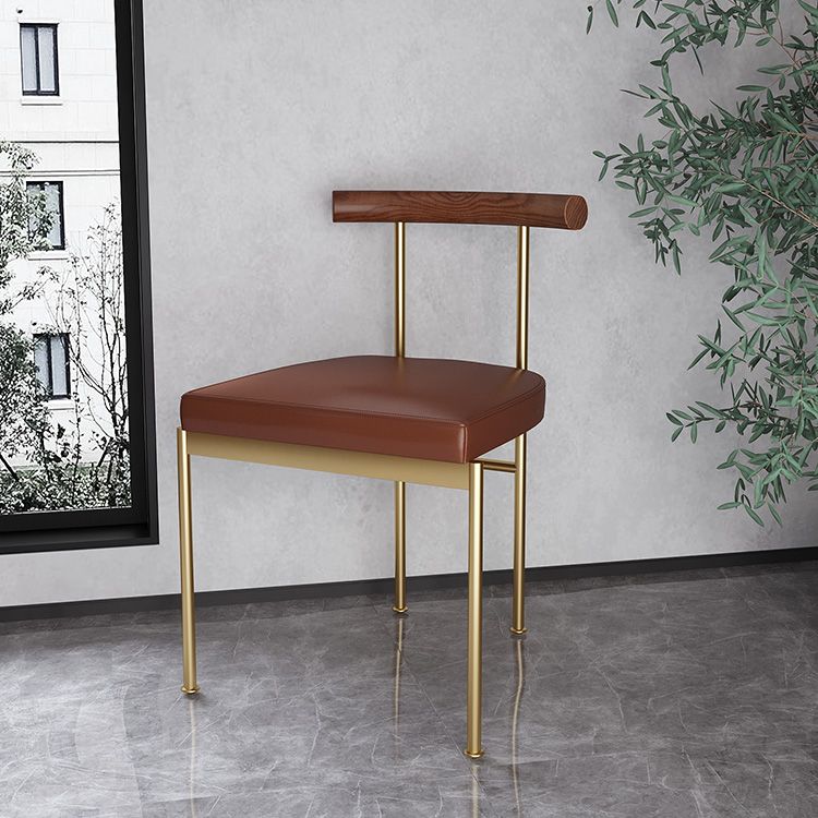 Glam Style Faux Leather Dining Chair Open Back Dining Side Chair for Home