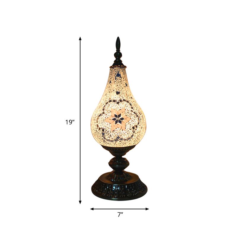 Lampe de Table LED en verre fabriquée à la main, Vintage, blanc/rouge/jaune, lampe de chevet en forme de larme pour chambre à coucher