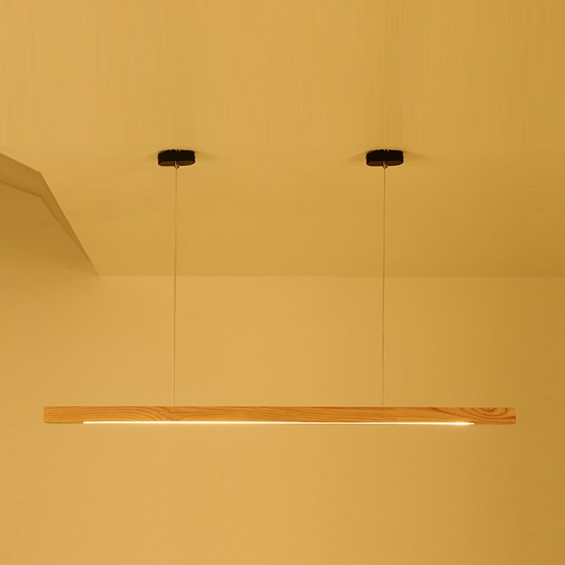 Contemporary Style Linear Shape Pendant Light Wood 1 Light Pendant Lighting Fixture