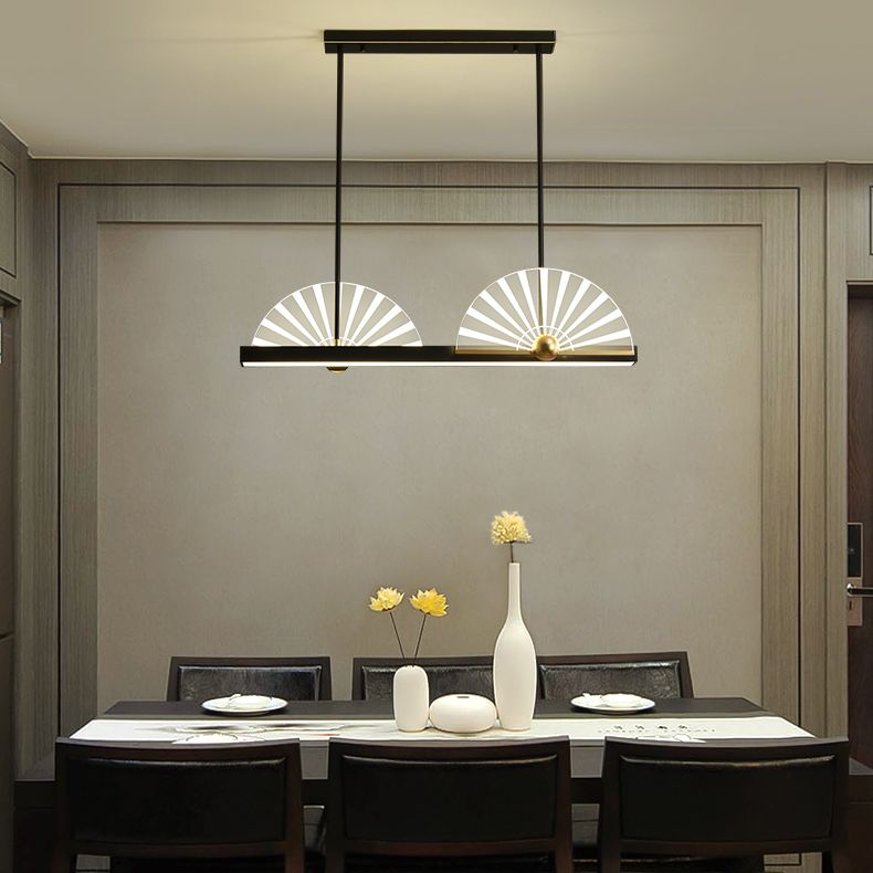 Modern Style Geometry Shape Island Lights Metal 3 Light Island Lighting in Black