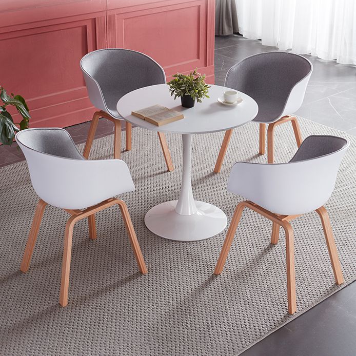 Mesa de comedor moderna de madera artificial, mesa redonda con base de pedestal de metal