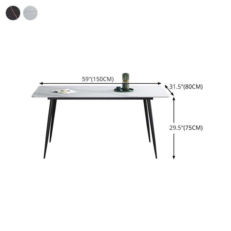 Rectangle Shape Industrial Style Dining Table Sintered Stone Fixed Table for Restaurant