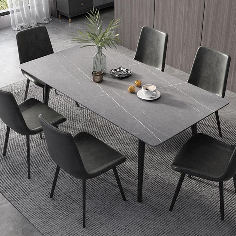 Glam Style Stone Dining Table 4 Black Legs Table Home Rectangle Dining Table
