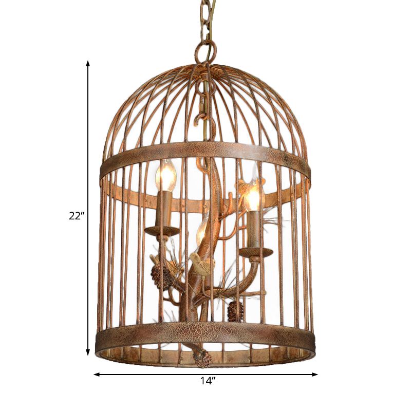 Cage d'oiseau suspendu marron métal