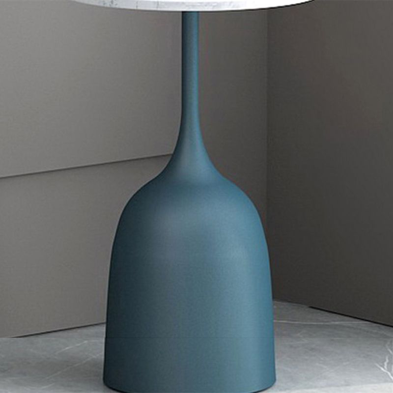 Modern Metallic Pedestal End Table 23.6" Tall Round Side Table