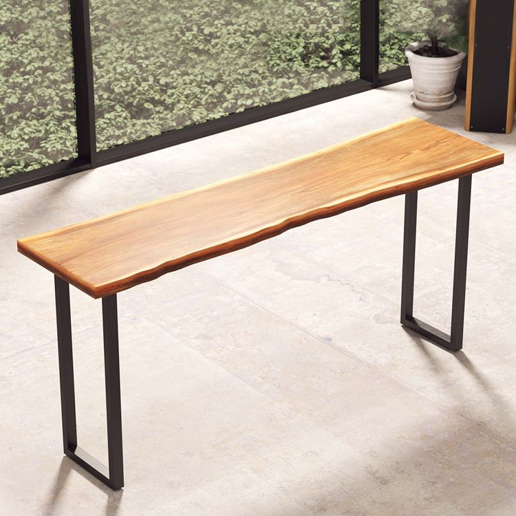 Modern Rectangle Bar Dining Table Wood Sled Bar Height Cocktail Table with Iron Base