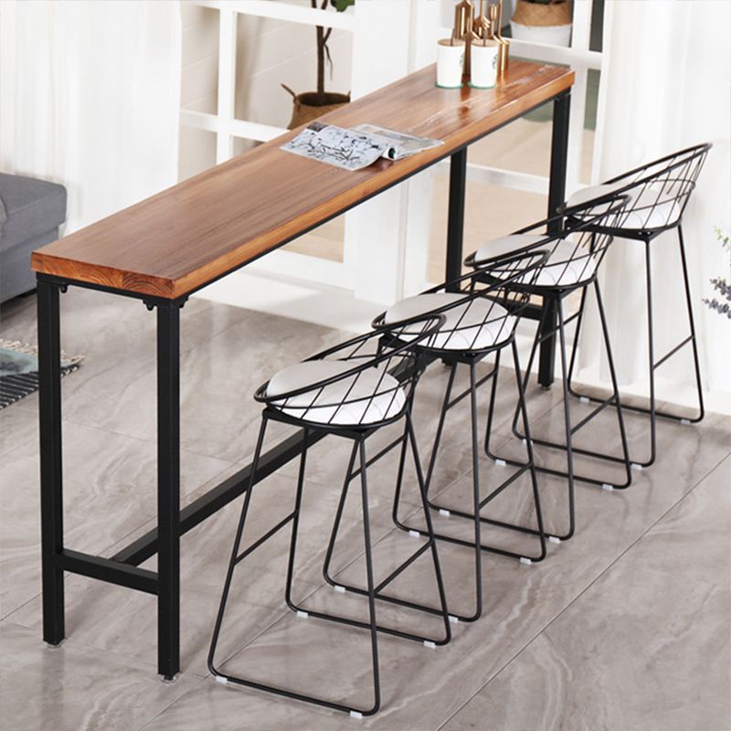Modern Bar-height Table Solid Wood Top Bistro Pub Table with Black Base