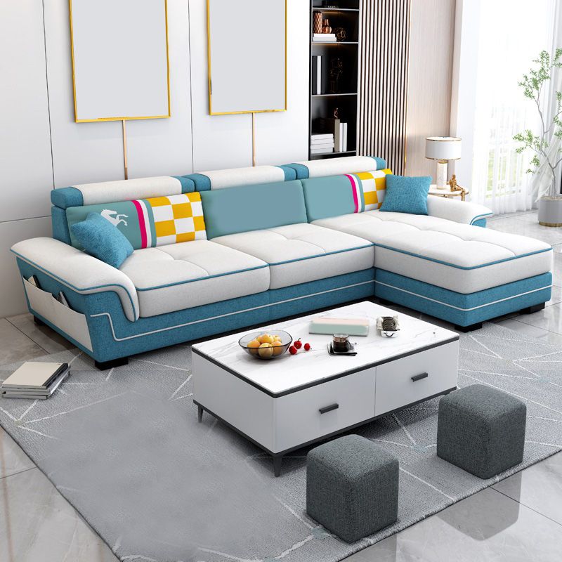 82.68" W √ó 57.09" D √ó 35.43" H High Back Pillow Top Arm Sectional with Slipcovere