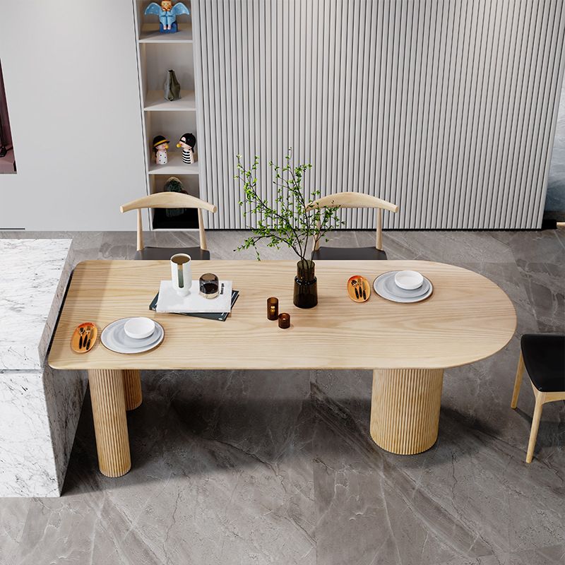 Modern Ash Wood Table for Restaurant Oval Table with 3 Wood Legs