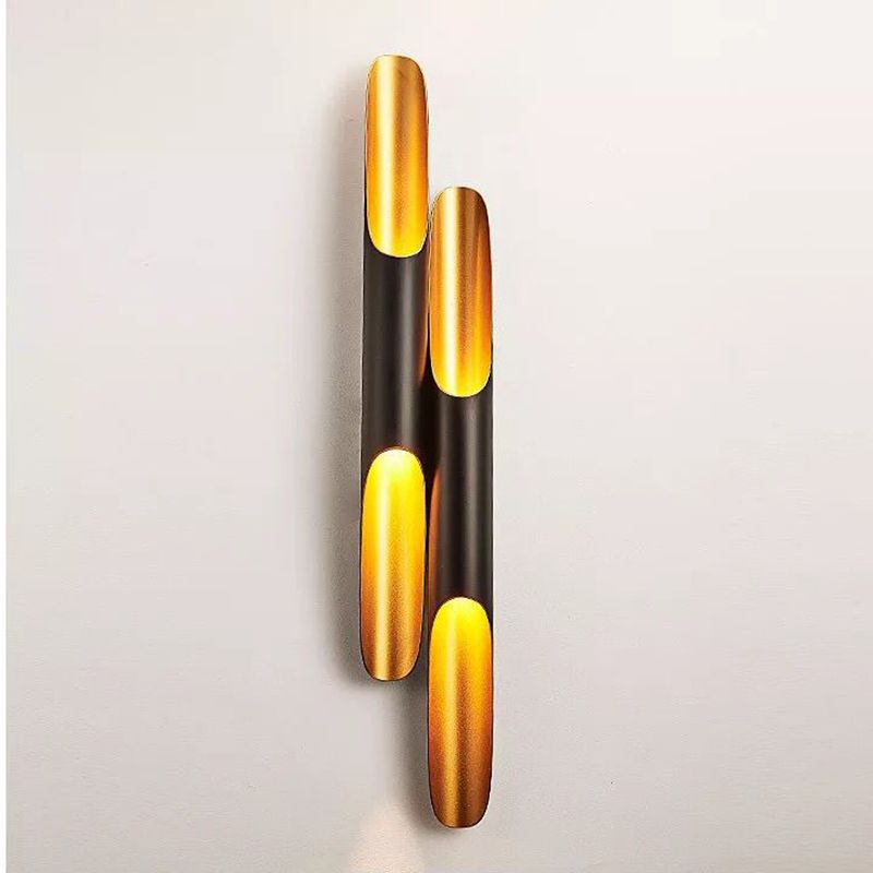 Schwarz -Gold -zylindrische Wandleuchte im modernen Luxusstil lackierten Aluminiumwandleuchten