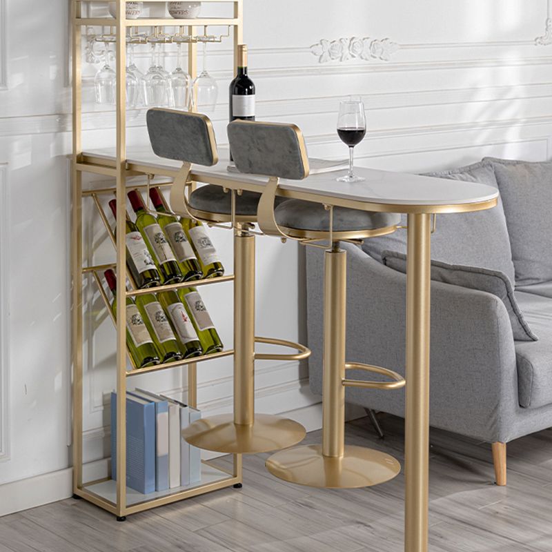 Adjustable Height Bar Stools Glam Dining Stools with Metal Base