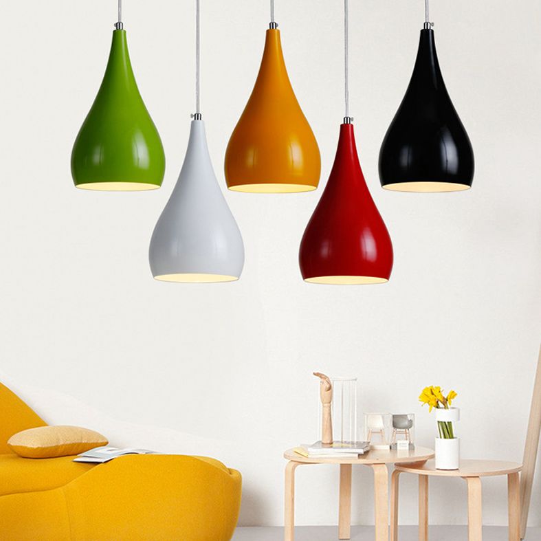 Macron Color Metal Hanging Light Nordic Style Pendant Light Cone Shape Hanging Light for Kitchen
