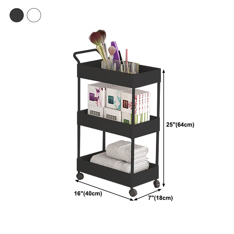 Rectangular Open Bookcase Modern Metal Bookshelf with Casters
