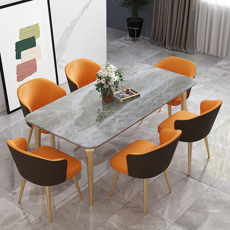 4 Legs Kitchen Dining Table Modern Luxury Style Rectangle Stone Dinette Table