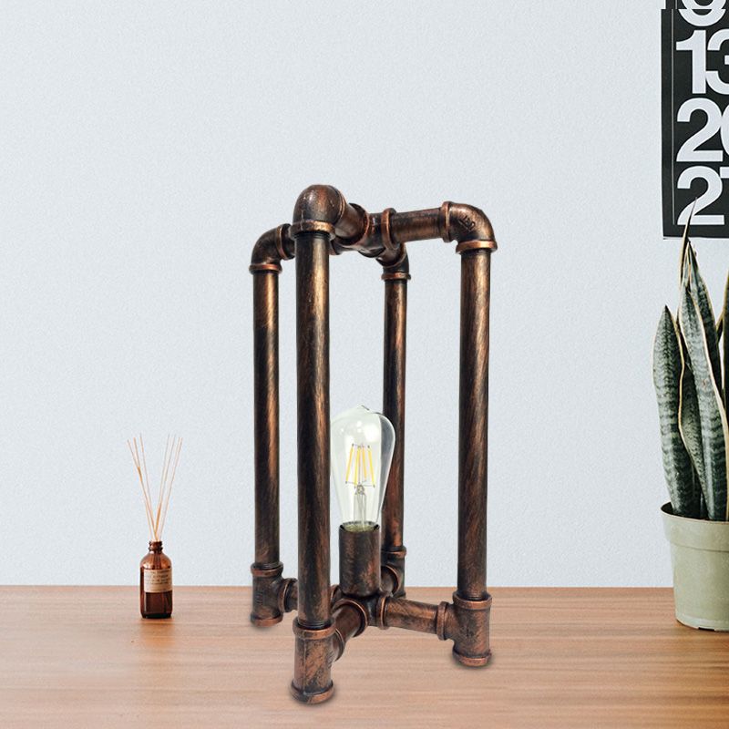 Fer Rust Task Lighting Cross Pipe 1 tête lampe de nuit industrielle avec cordon plug-in pour restaurant