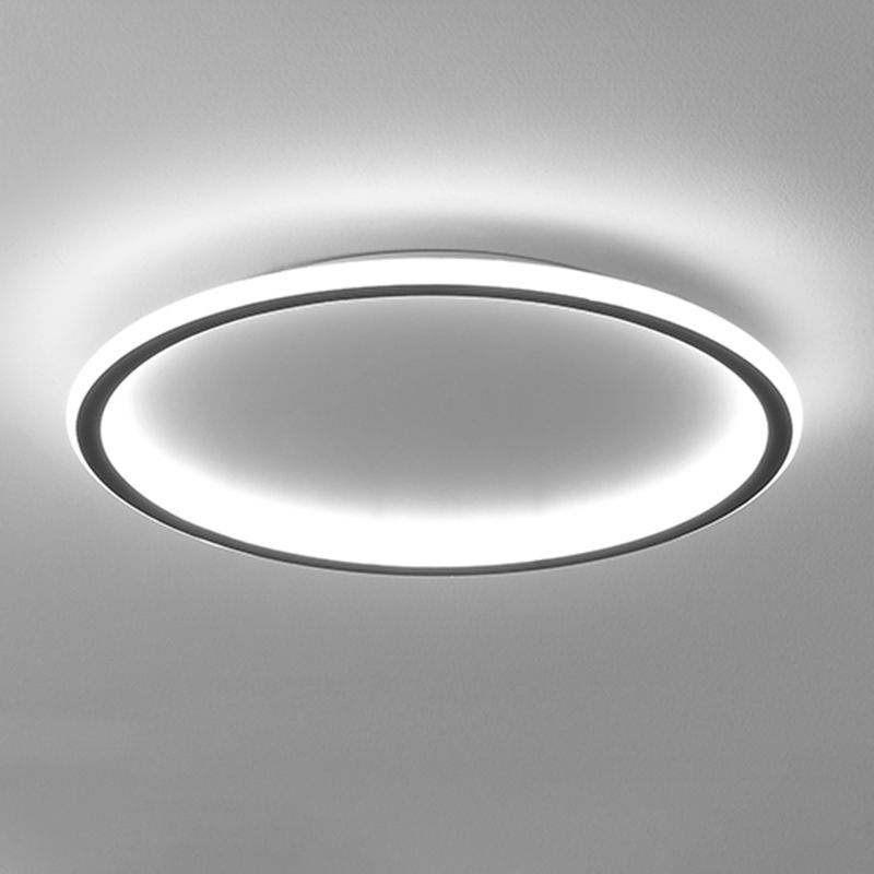 Minimalism Ceiling Lighting Circle LED Flush Mount Fixture in Black for Bedroom